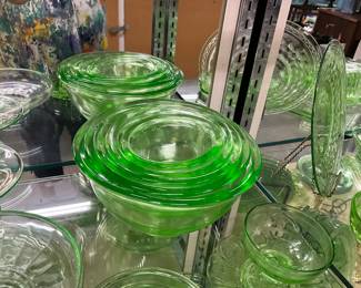 Green Uranium Glass Items - Mixing Bowls