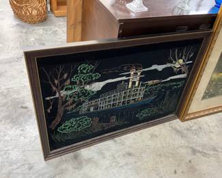 Framed Velvet Painting 