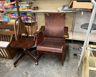Wood Office Chair & Wood Rocking Chair