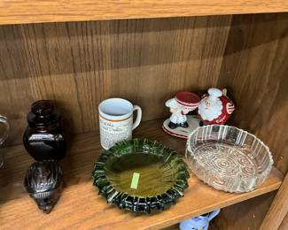 Fostoria Green Ashtray - Home Interiors Cinnamon & Sugar Shakers Set w/Tray