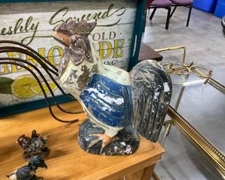 Wood Rooster Figure - Wood Tray