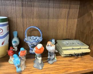 Bird Figurines - Porcelain Basket - Wall Plaques