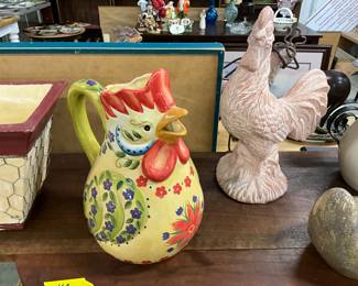 Deruta Pottery Style Rooster Pitcher
