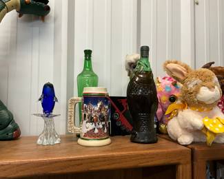 Hand Blown Glass Figurine - 1998 Holiday Budweiser Stein - Fish Shaped Wine Bottle