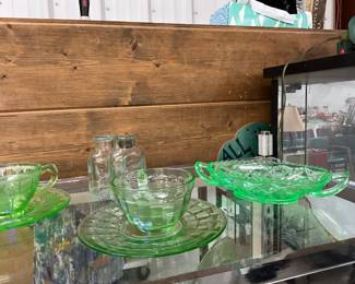 Various Green Uranium Glass Items