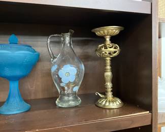 Romanian Decanter - Brass Candlestick Holder