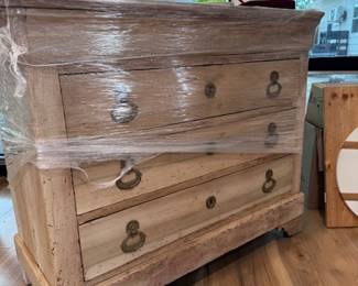 Antique louis Phillip bleached chest of drawers with Brass hardware 
