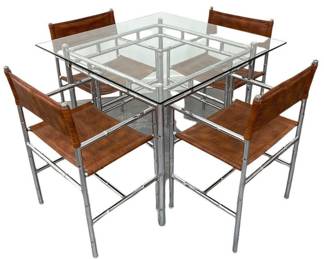 Milo Baughman faux bamboo table and Chairs 