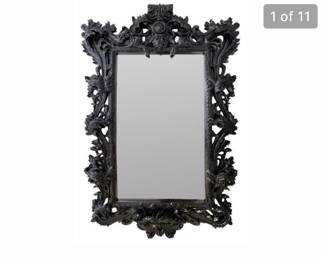 Very Large Black Baroque Style Mirror