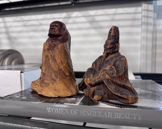 Qing dynasty carved  wood asian  figures 