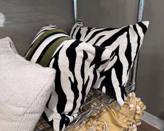 Velvet Zebra pillows with green stripe 