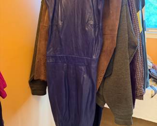 Vintage Purple Leather Backless Dress