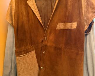 Jacques Patou French Leather and Suede Snap Front Top