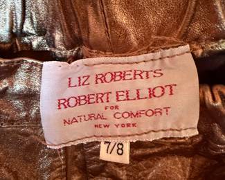 Brown Leather Skirt by Liz Roberts Robert Elliot Size 7/8