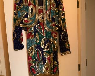 Vintage Beaded Fringed drees with jacket