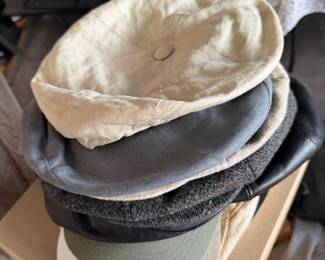 Assortment of Leather, wool and linen caps