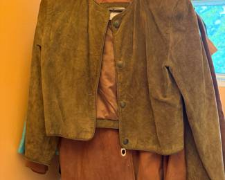 Suede Jacket Olive Color Vintage