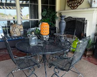 Wrought iron patio table and chairs set
