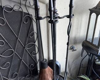 Heavy cast iron fireplace tools