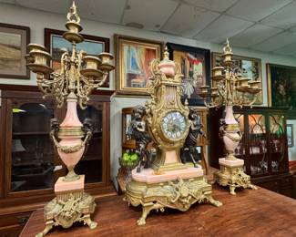 Beautiful French Clock w/ Garniture