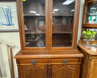 2 pc. Victorian Bookcase w/ carvings