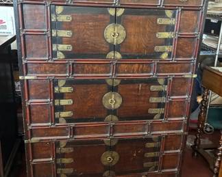 Korean Three Section Elmroot Wood Chest