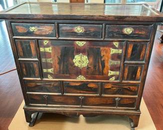 Antique Korean Persimon Wood Head Side Chest