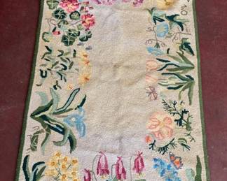 Hooked Scatter Rug, Floral and Insect Pattern