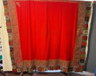 ANTIQUE KASHMIR HAND MADE WOOL EMBROIDERED SHAWL
