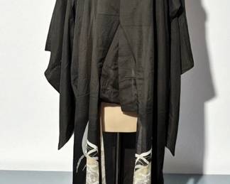 Sheer Silk Kimono With Peony Motif