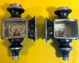 C. Cowles Co Antique Buggy Coach Oil Lamps 