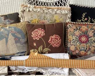 Vintage Needlepoint Pillows And Textiles