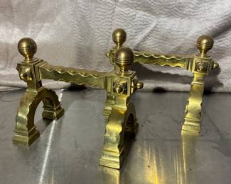 Vintage Brass Fireplace Andirons