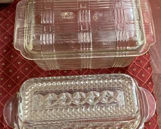 Glass Refrigerator Dish and Butter Dish