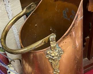 Large Copper Bucket with Delft Handle
