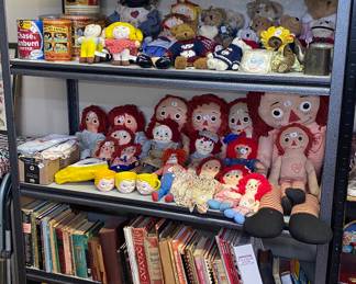 Raggedy Ann Dolls and Assorted Books