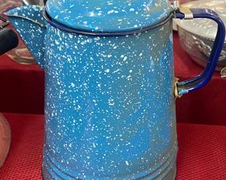 Blue Enamelware Kettle