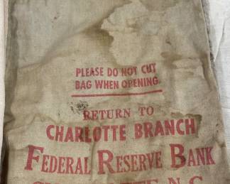 Old Charlotte, N.C. Federal Reserve Bank Bag