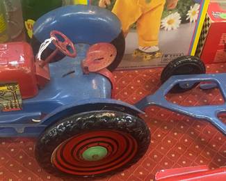 Old Litho Toy Tractor and Disc