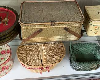 Metal Bread Boxes and Assorted Baskets