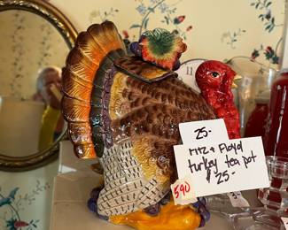 #590	Fitz and Floyd turkey teapot	 $25.00 			
