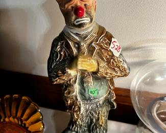 #528	Emmett Kelly whiskey decanter, empty	 $30.00 			

