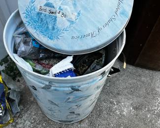 #623 outside metal trash can of bird seed $30.00
