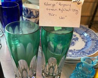 #316	Faberge Regency Highball Pair. Green	 $60.00 			
