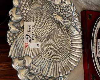 #582	Fitz and Floyd metal turkey tray	 $30.00 			
