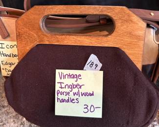 #189	Vintage Ingber purse w/wood Handles	 $30.00 			
