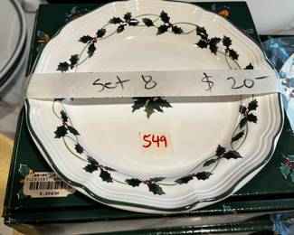 #549	Mikasa English countryside Christmas salad plates, 8 plates	 $20.00 			
