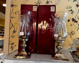 #561	pair of Stiffel candle holders in box 	 $40.00 			
