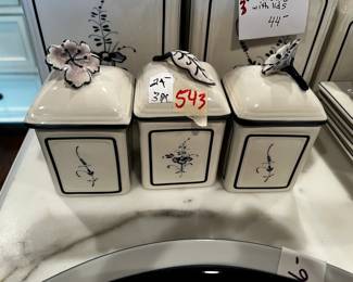 #543	Villeroy and Bach set of 3 small canisters with lids	 $24.00 			
