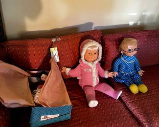 #609	Mrs. Beasley doll  with glasses	 $30.00 			
#599	1968 Little Lost Baby doll with 3 faces Happy, Weepy, pouty doll 	 $25.00 			
